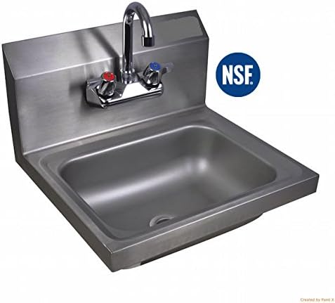 Commercial Stainless Steel Wall-Mount Hand Sink with Faucet &amp; Drain
