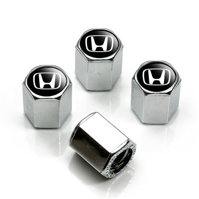 Honda Silver Logo Chrome Tire Stem Valve Caps