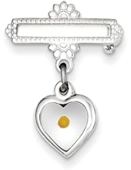 Sterling Silver Polished Heart With Epoxy Mustard Seed Pin