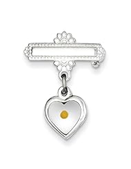 Sterling Silver Polished Heart with Epoxy Mustard Seed Pin