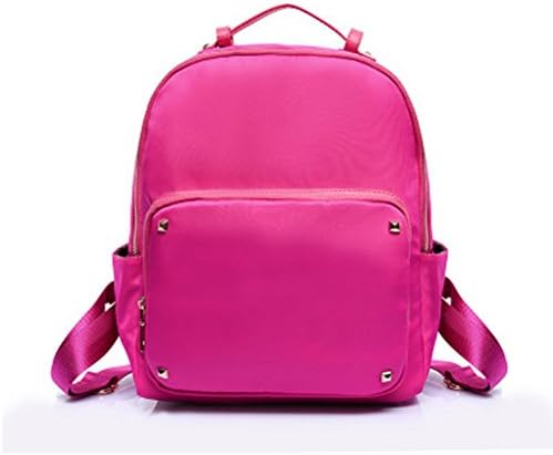Fannie Icey Women's Nylon Rivets Travel Backpack for Girls Hot Pink