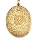 14K Yellow Gold Diamond Oval Locket With Rose (0.02 ctw, G-H, SI1)