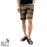 go slow caravan ゴースローキャラバン ショート パンツ ハーフ パンツ ネイティブ ボーダー スエット ショーツ ベージュ SLOW