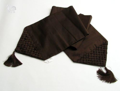 Table Runner, Brown Color Basket Weave w/Tassels 13x72 inches