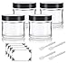 Clear Thick Glass Straight Sided Jars - 2 oz / 60 ml (4 pack) + Spatulas and Labels