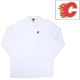 Calgary Flames NHL Classic Pique Long Sleeve Polo Shirt (White)