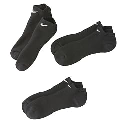 Nike Performance Moisture Wicking No Show Socks, 3 pair, Black, Men's shoe size 8-12