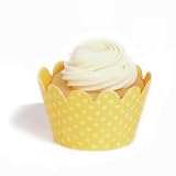 Dress My Cupcake Maya Mini Lemon Cupcake Wrappers, Set of 18 - Yellow Cupcake Liners, Toppers, Boxes, Sleeves