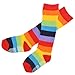 Angelina Unisex Kids Girls Boys Rainbow Striped Knee High Socks w/Non-Skid Bottom (1-Pair),#2540_1-3