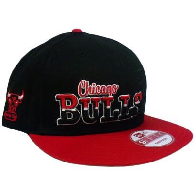 NBA HAT CAP CHICAGO BULLS NEW ERA 9 NINE FIFTY FLAT BILL SNAP BACK BLACK RED HWC