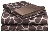IMAGE OF Royal Opulance Satin Queen Sheet Set, Giraffe, Brown/Ivory