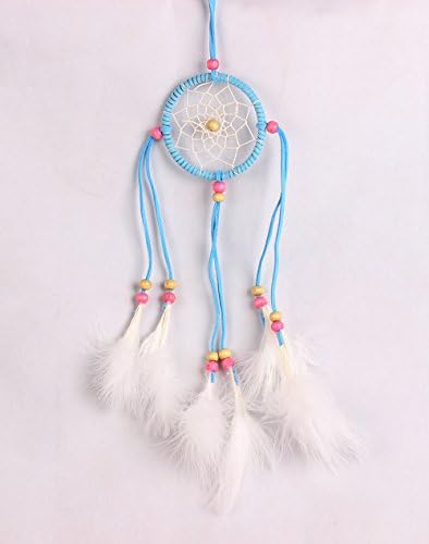 {Factory Direct Sale} Handmade Dream Catcher Circular Net with Feathers Wall Hanging Decoration Decor Ornament Craft Gift New (L1551-blue)