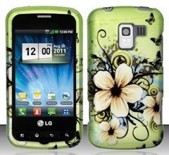 LG Enlighten / Optimus Slider LS700 / VS700 Green Hawaiian Flower Design Snap on Hard Skin Shell Protector Faceplate Cover Case