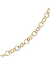 14 Karat 7.25 Yellow Gold Shiny Textured Fashion Link Bracelet With Pear Shape Clasp