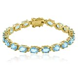 18k Yellow Gold Plated Sterling Silver Blue Topaz Bracelet, 7