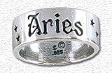 Solid Sterling Silver Zodiac Band Ring - Aries