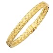 14K Yellow Gold Basket-Weave Bangle Bracelet - 7 inches