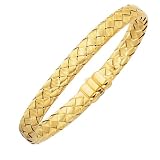 14K Yellow Gold Basket-Weave Bangle Bracelet - 7 inches