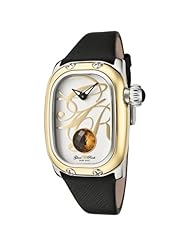 Glam Rock Womens GK2001 Monogram White Enamel Dial Black Leather Watch