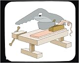 Mouse Pad with carpenter, fish, sawfish, wood