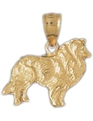 Dazzlers Solid 14k Gold Collie Dog Charm Pendant Available in three colors from jewelsberry (weights: 1.6 grams only)