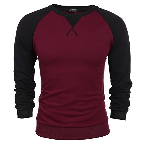 Coofandy men s long sleeve t-shirt tee cotton raglan sh…