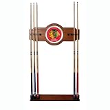 NHL Chicago Blackhawks 2 piece Wood and Mirror Wall Cue Rack