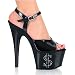 thumbnail: Pleaser Shoes Women's ADORE-709RE-2, 6 1/2'' Stiletto Heel Ankle Strap Platform Sandal W/Rhinestone-Embedded Double Hearts Lettering. from Pleaser
