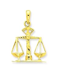 14K Yellow Gold Scales of Justice Pendant Charm Jewelry