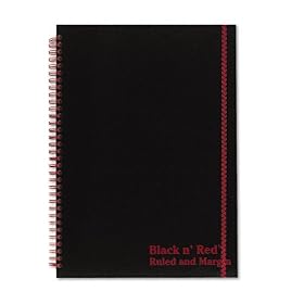 Black n' Red Polypropylene Twinwire Notebook, Margin Rule, 8.25 x 11.75 Inches, White, 70 Sheets per Pad (E67008)