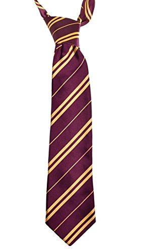 Maroon with Yellow Stripe Tie Costume Accessory Necktie for Unisex Children&Adult
