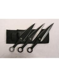 Set 3 Ninja Stealth Black Throwing Knives with Nylon Case