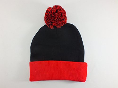 Chicago Bulls NBA Black/RED Cuff Knit Beanie Winter HAT POM TOP NEW A4