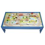 Wood Toy Train Track and City 80pc Table Set, BRIO and Thomas Wooden Compatible