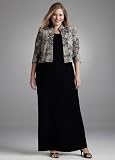 David's Bridal Knit Dress with 3/4 Sleeve Glitter Jacket Style 6522413