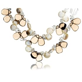 Sterling Silver Smoky Quartz, Coin Pearl and Rock Crystal Necklace, 20 by Amazon.com Collection