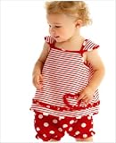 Le Top Puppy Love Red Heart Stripe Popover & Dot Panty Set