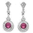 14K White Gold Rhodolite Garnet and Diamond Earrings