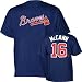 Majestic Atlanta Braves #16 Brian McCann Youth Navy Blue Player T-shirt (Small)