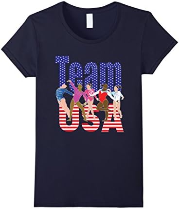 Women's American Flag Gymnastics Shirt Small Navy