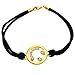 Tressa Goldfill Smiley Face with Colorless Pave Set Cubic Zirconia Hypoallergenic Black Rope Bracelet