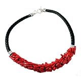 Braided Leather Coral Choker Necklace