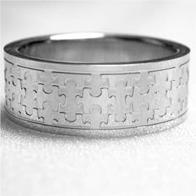Autism Awareness Stainless Steel Puzzle Piece Ring Size 10.5