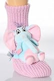 Ladies 1 Pair SockShop Toy Box Socks Elephant With Non-slip Grip - 4-7 Ladies - Pink