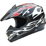 ATV Motocross Adult DOT Helmet 186 Red/white flame size XL