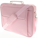 15 - 17 inch Pink Faux Leather Laptop Bag with Strap
