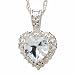 10k White Gold Heart Shaped Aquamarine and Diamond Pendant