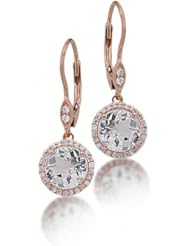 Meira T 14K Rose Gold Diamonds & Morganite Dangle Earrings