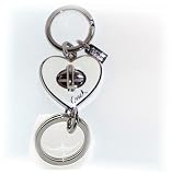 COACH White Enamel & POLISHED NICKEL Heart Turnlock Valet Security Keychain - Purse Charms 92740