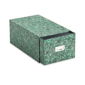 Reinforced Board Card File with Pull Drawer Holds 1500 5 x 8 Cards, Green Marble